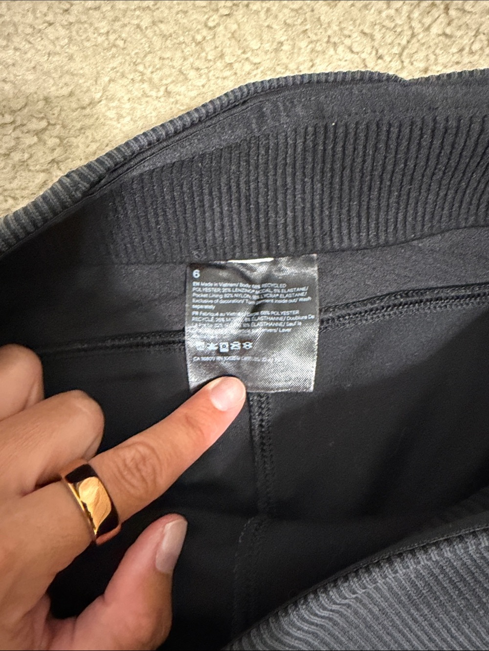 Navy/Gray Ribbed Flare Lululemon Pants - Picture 3 of 8
